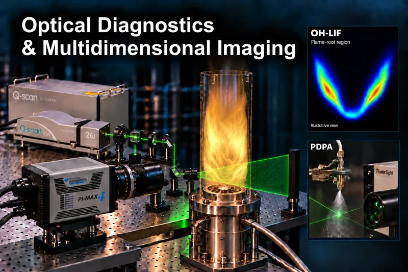 Swirler-stabilized ammonia flame, laser optics and ICCD camera: an optical-diagnostics concept illustration