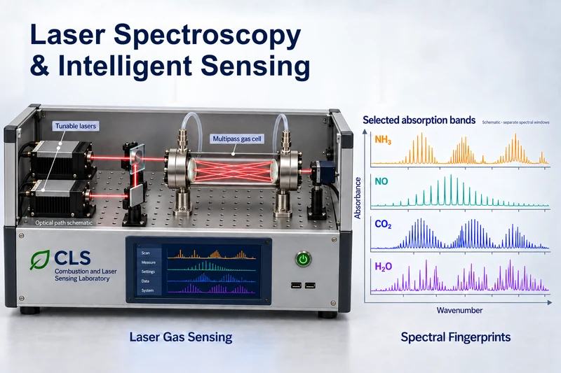 Multipass-cell laser spectrometer and multispecies absorption spectra: a research concept illustration