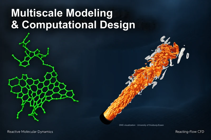 Molecular structures and recolored turbulent reacting-flow visualization: a multiscale-modeling concept illustration